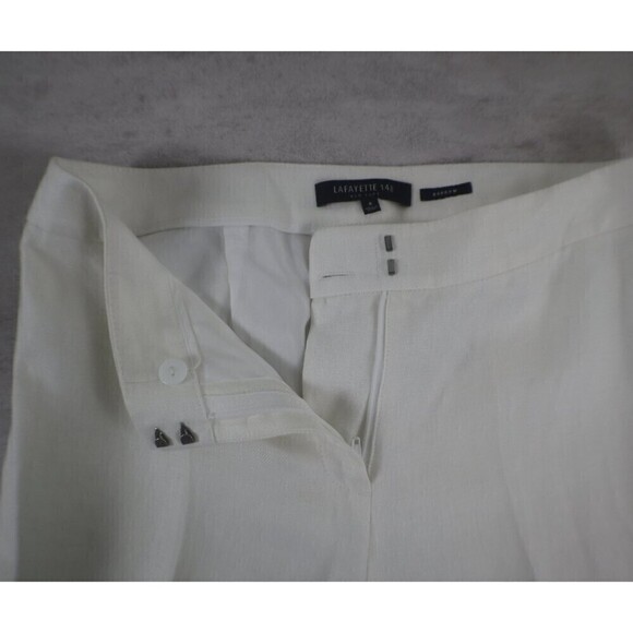 Lafayette 148 Barrow Women Size 4 Cream Linen Straight Leg Pants Trouser Office - Picture 7 of 13